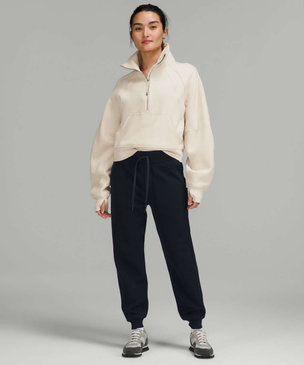 Cloudy Saturday Outfit: Scuba Funnel Neck Half Zip in White Opal