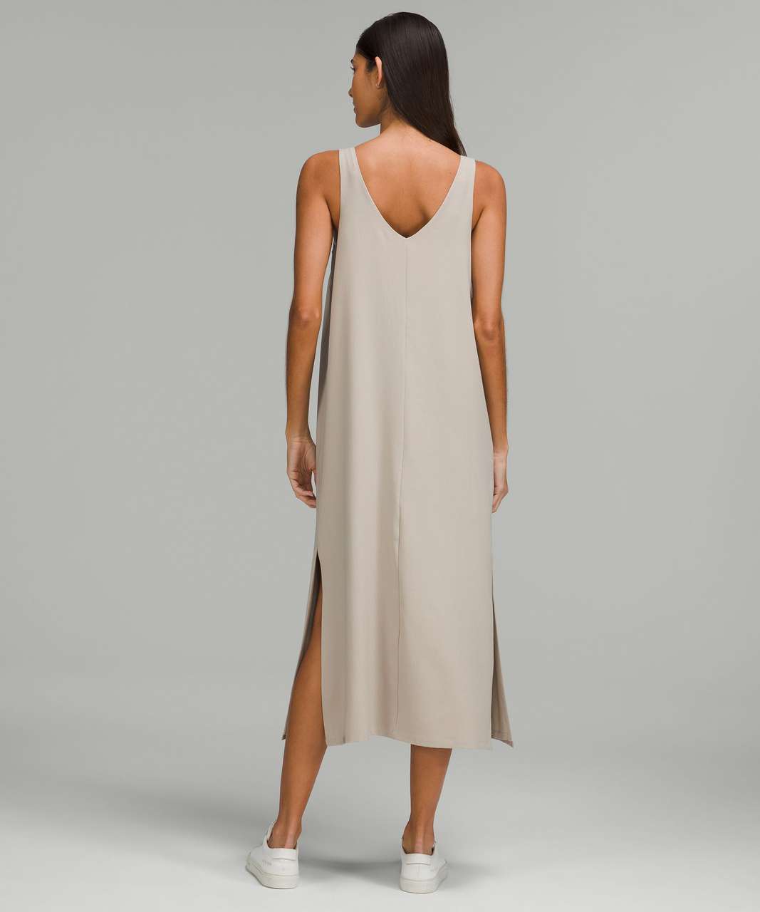 Lululemon V-Neck Midi Dress - Raw Linen - lulu fanatics