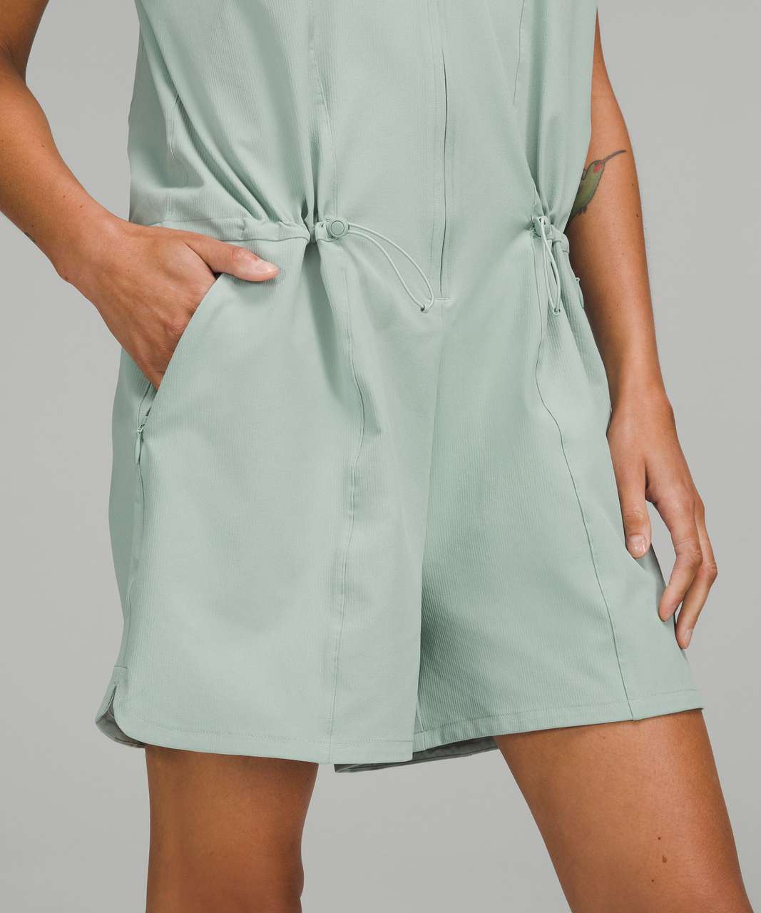 Lululemon Stretch Rib Pocketed Romper Tidewater Teal Size 12 NWOT