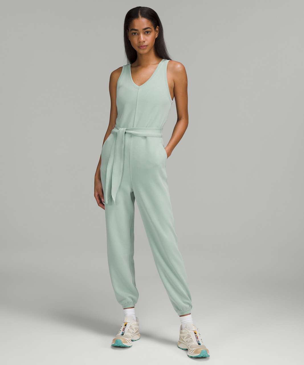 Lululemon Ease of it All V-Neck Jumpsuit - Silver Blue - lulu fanatics