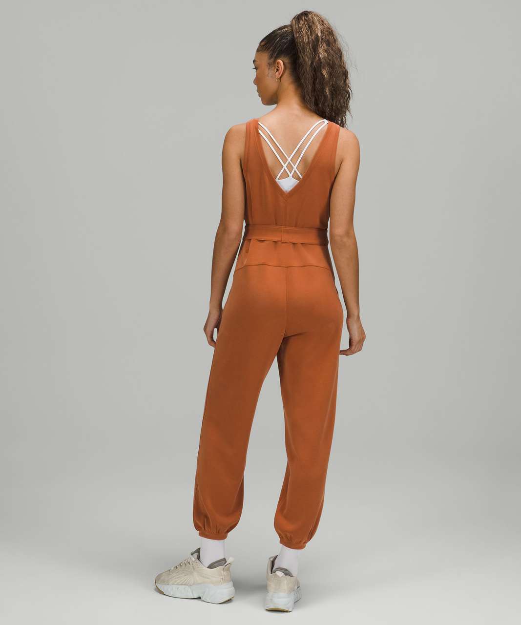 V-Neck Athletic Romper - Rust