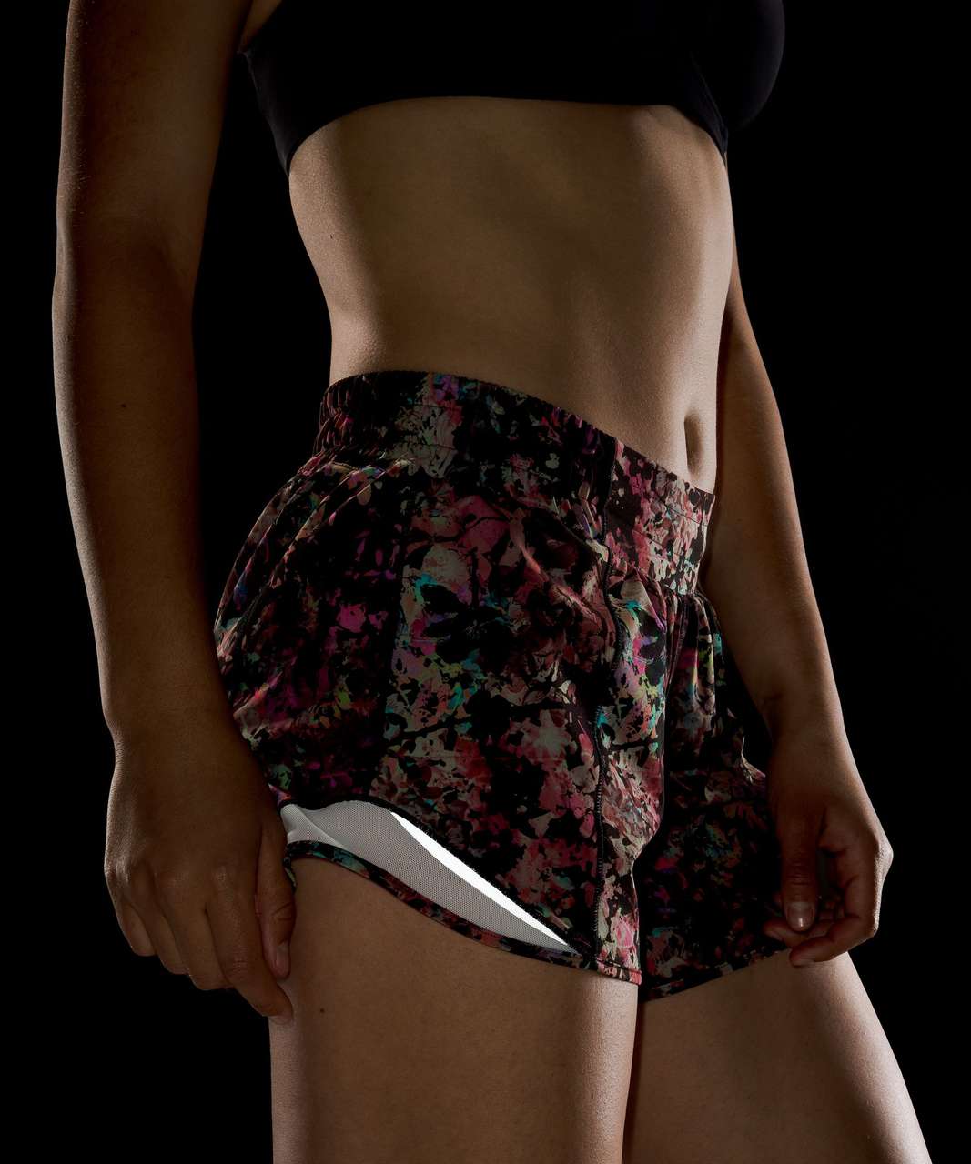 Lululemon Hotty Hot Low-Rise Lined Short 4 - Stencil Blossom Red Multi /  Sheer Blue - lulu fanatics