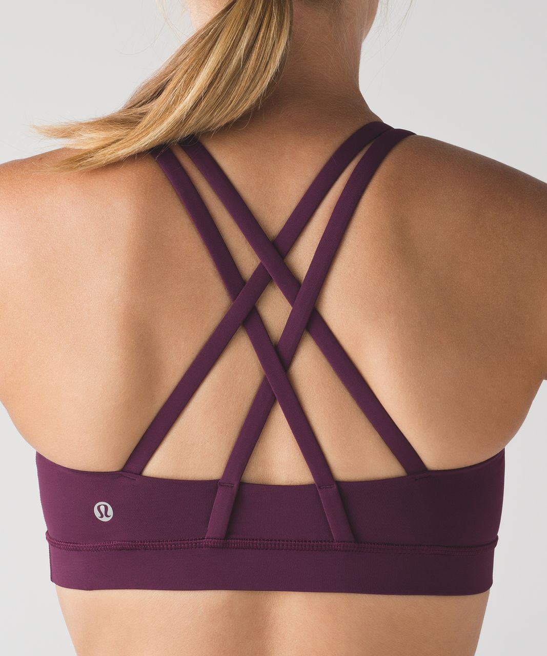 lululemon purple plum energy sports bra cross over back straps RRP $54.99  uk 8