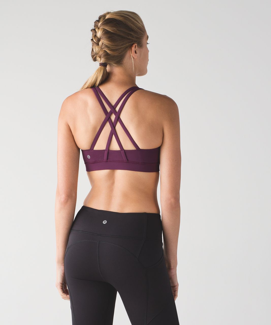 lululemon purple plum energy sports bra cross over back straps RRP $54.99  uk 8