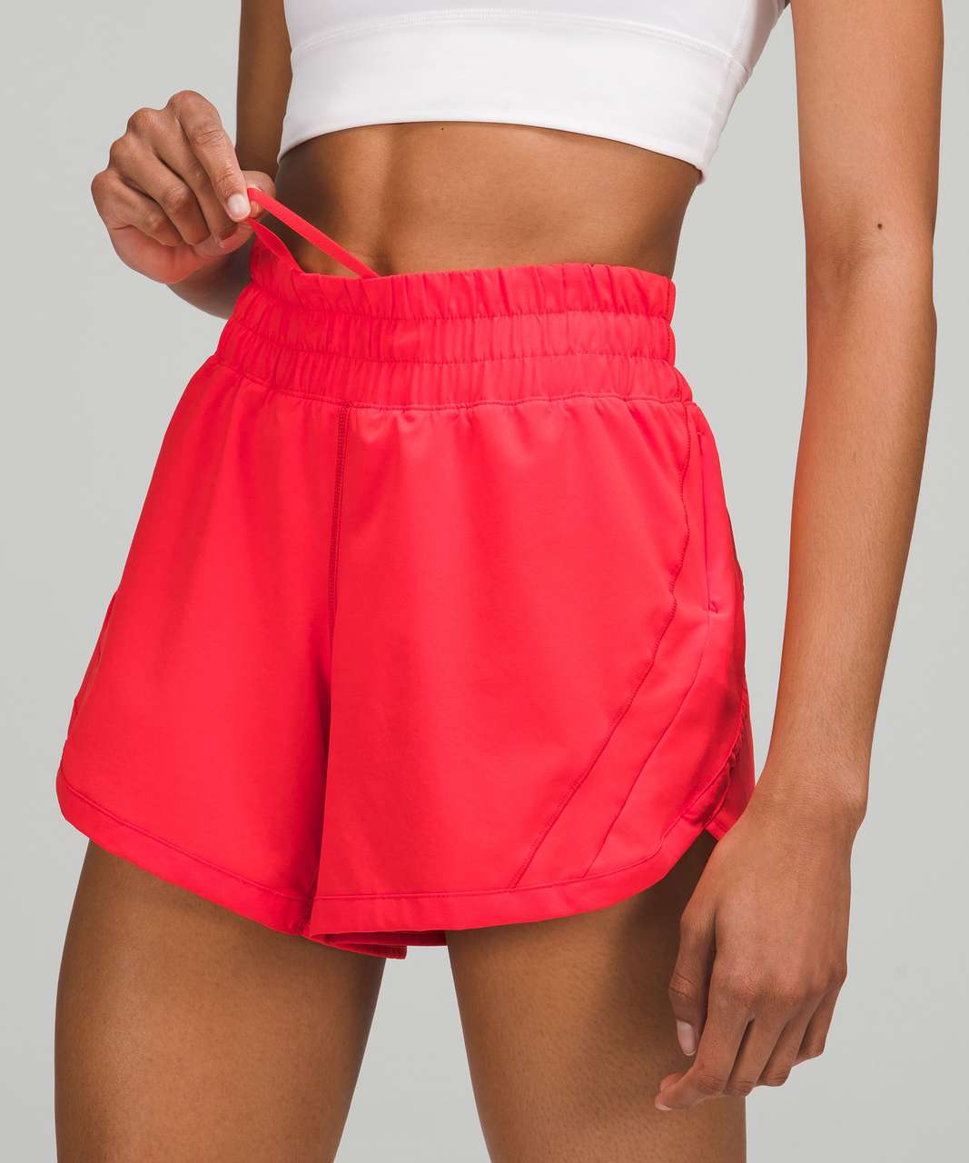 NEW Women Lululemon Track That Mid-Rise Lined Short 5 Love Red