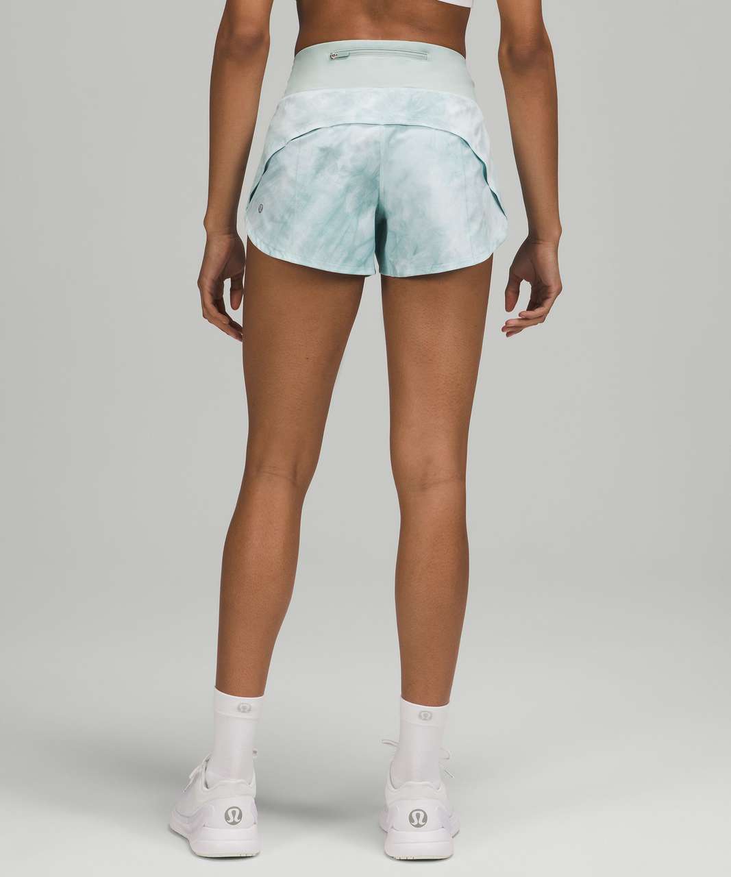 Lululemon Speed Up Mid-Rise Lined Short 4" - Diamond Dye White Sheer Blue Silver Blue / Silver Blue