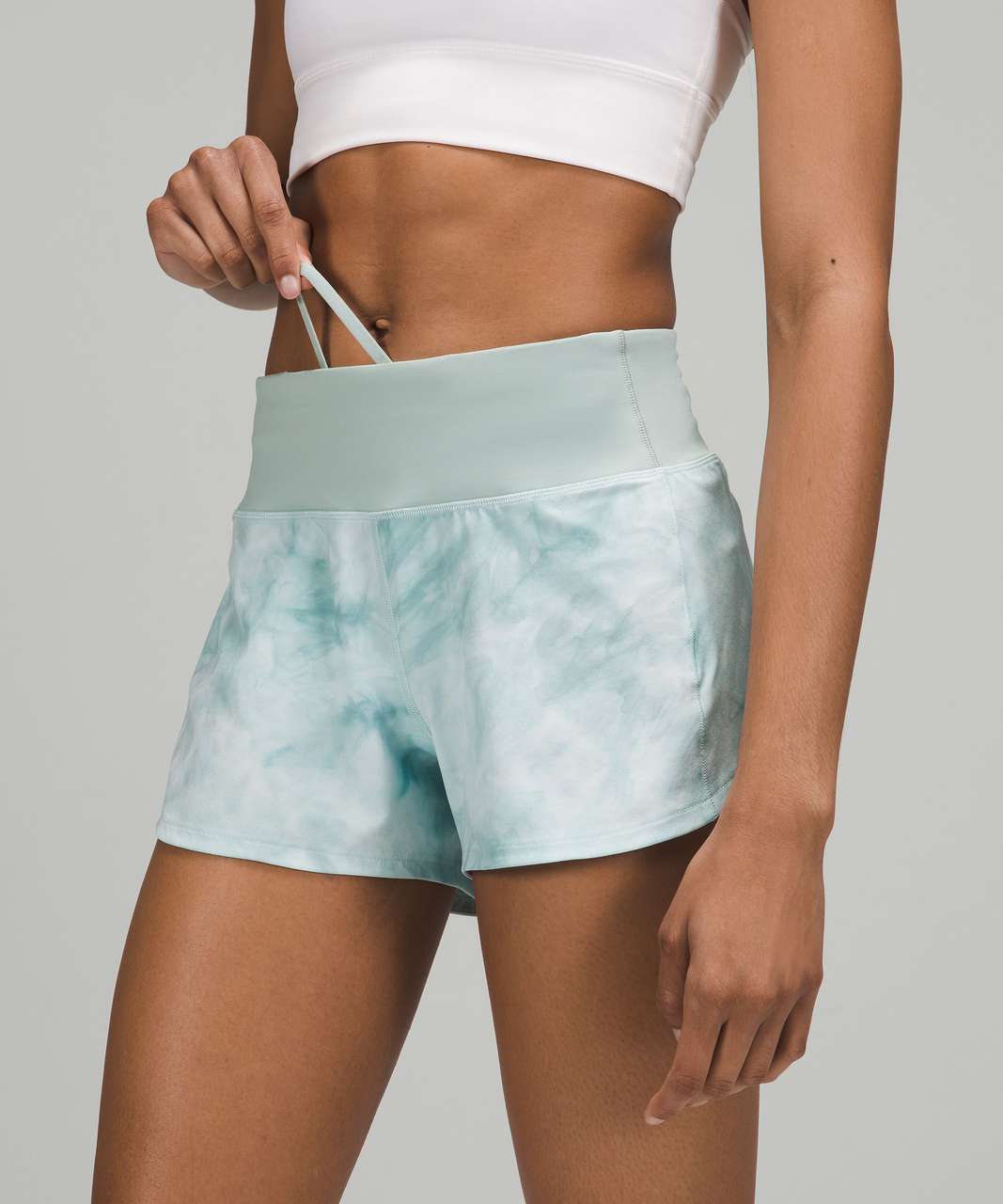 Lululemon Speed Up Mid-Rise Lined Short 4" - Diamond Dye White Sheer Blue Silver Blue / Silver Blue