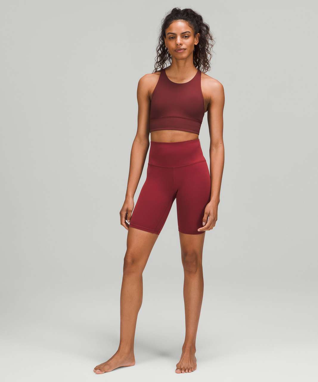 Lululemon Free to Be High-Neck Longline Bra - Wild *Light Support, A/B Cup  - Red Merlot - lulu fanatics