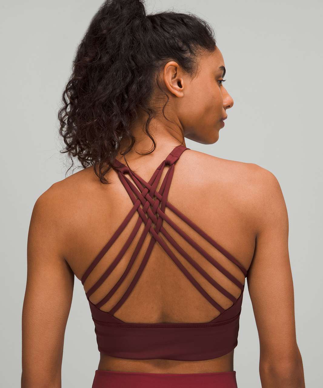 Lululemon Free to Be High-Neck Longline Bra - Wild *Light Support, A/B Cup  - Red Merlot - lulu fanatics