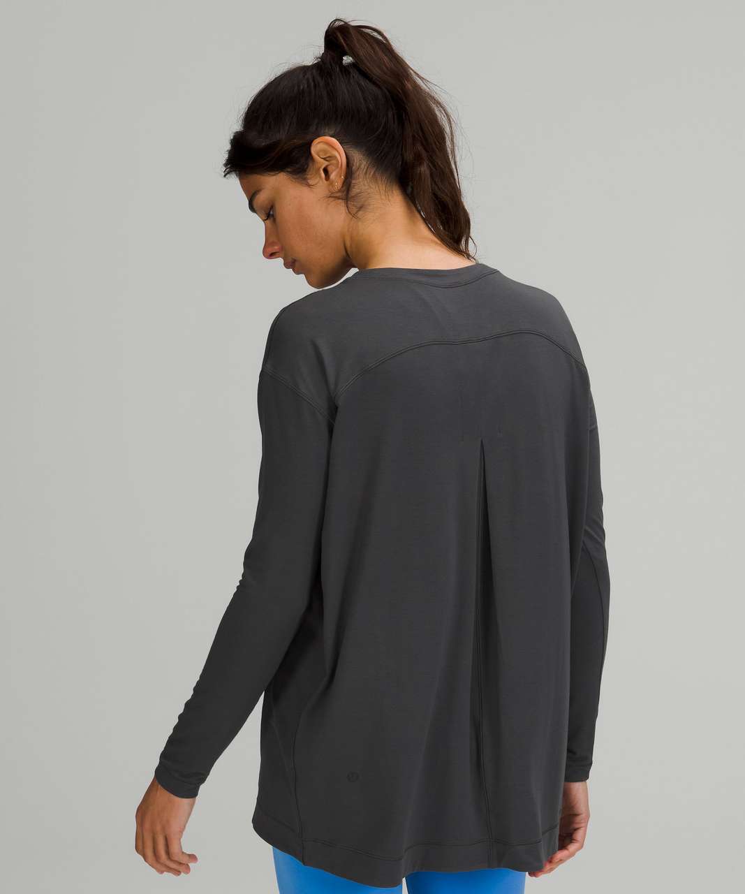 Lululemon Modal Pleated Back Long Sleeve Shirt - Graphite Grey - lulu  fanatics