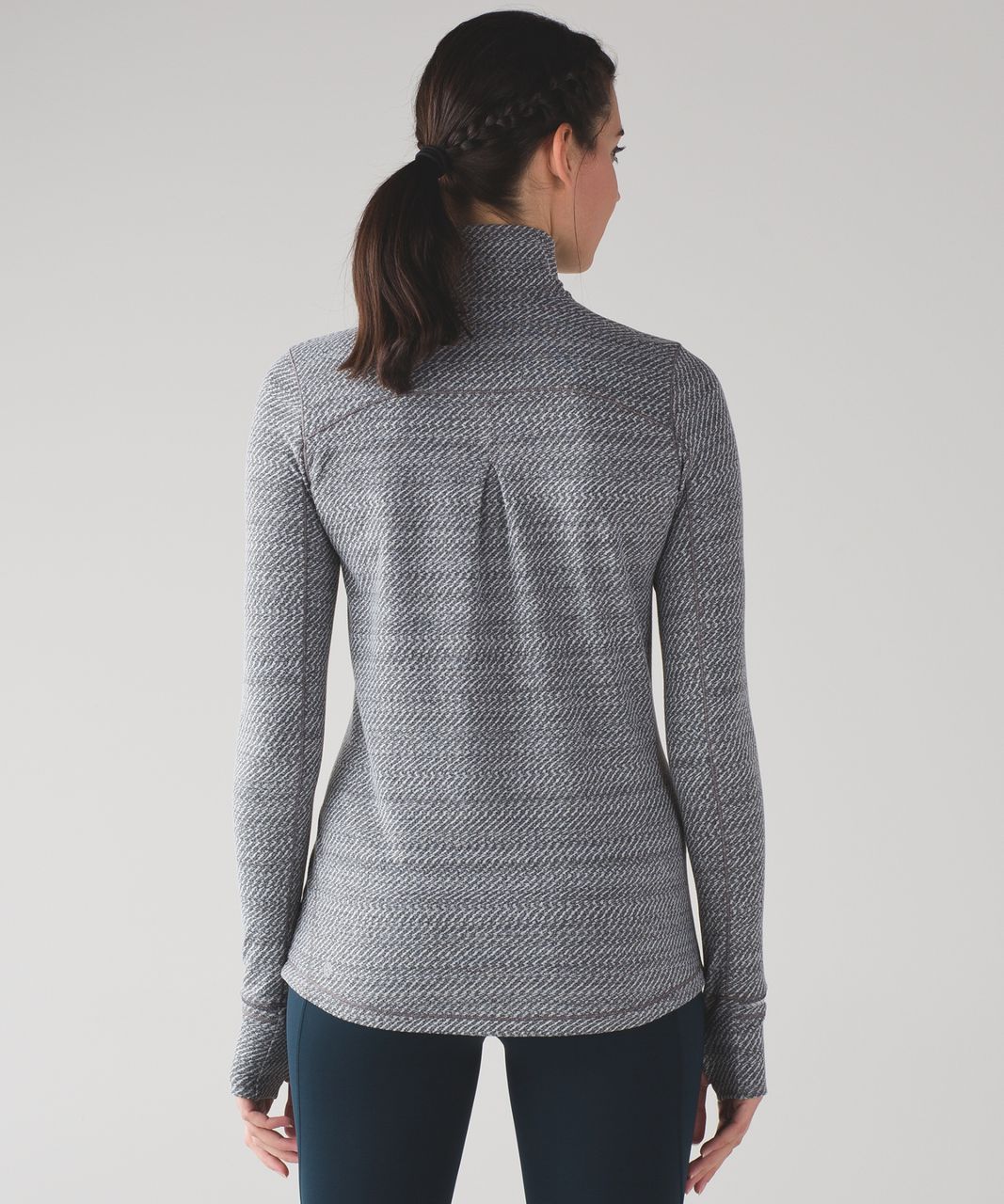 Lululemon Outrun 1/2 Zip - Hazy Heather Heathered White Heathered Black