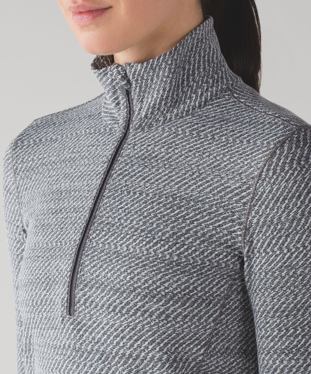 Lululemon Outrun 1/2 Zip - Hazy Heather Heathered White Heathered Black