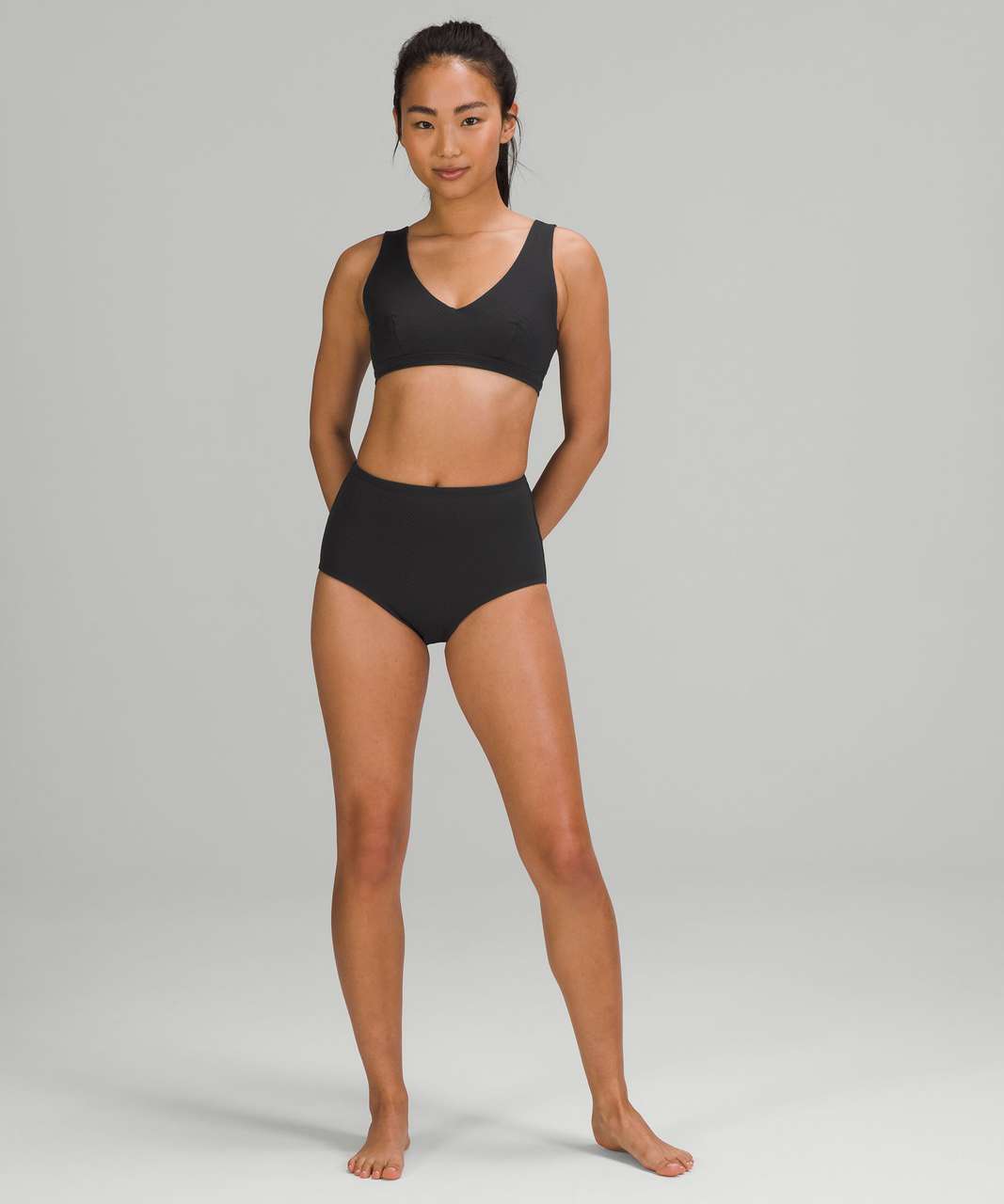 Lululemon Waterside Chevron High-Waisted Swim Bottom *Medium Bum Coverage - Black