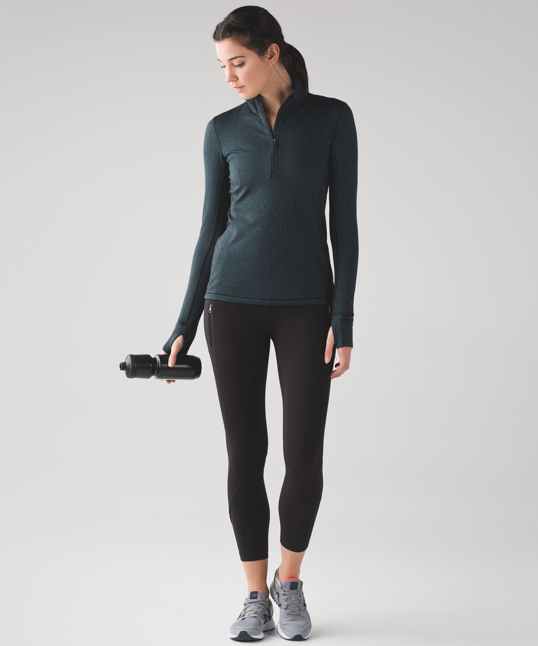 Lululemon Outrun 1/2 Zip - Running Luon Spray Jacquard Alberta Lake Black