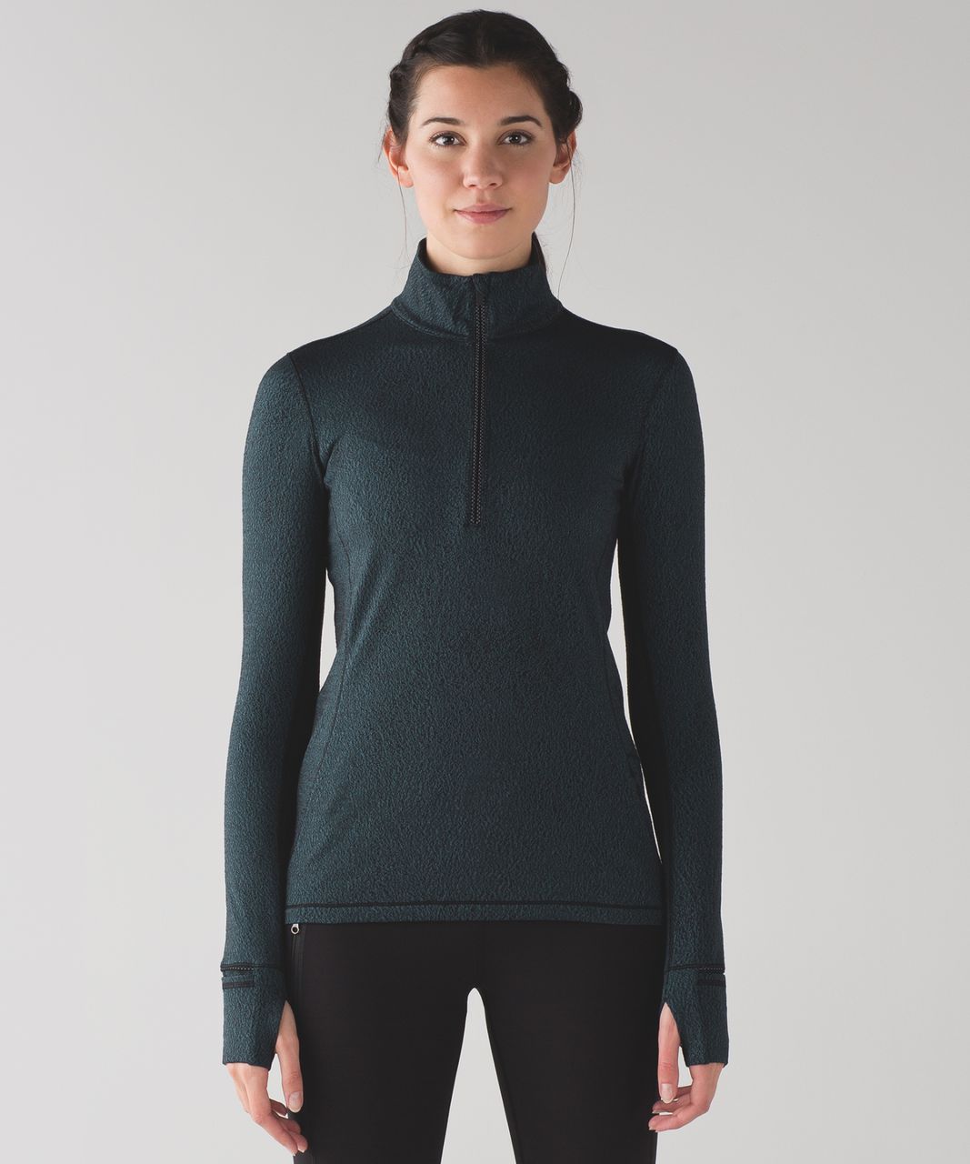 Lululemon Outrun 1/2 Zip - Running Luon Spray Jacquard Alberta Lake Black