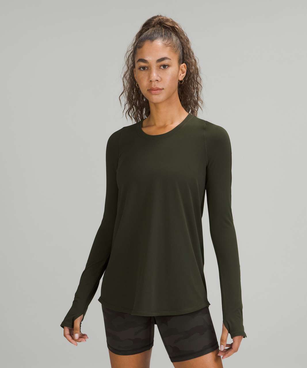 Lululemon Tuck and Flow Long Sleeve Shirt - Dark Olive - lulu fanatics