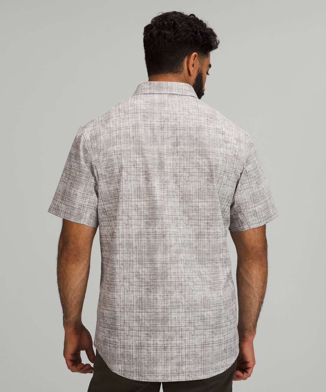 Lululemon Airing Easy Short Sleeve Button Up Shirt *Ventlight Mesh - Marker Check Raw Linen Multi