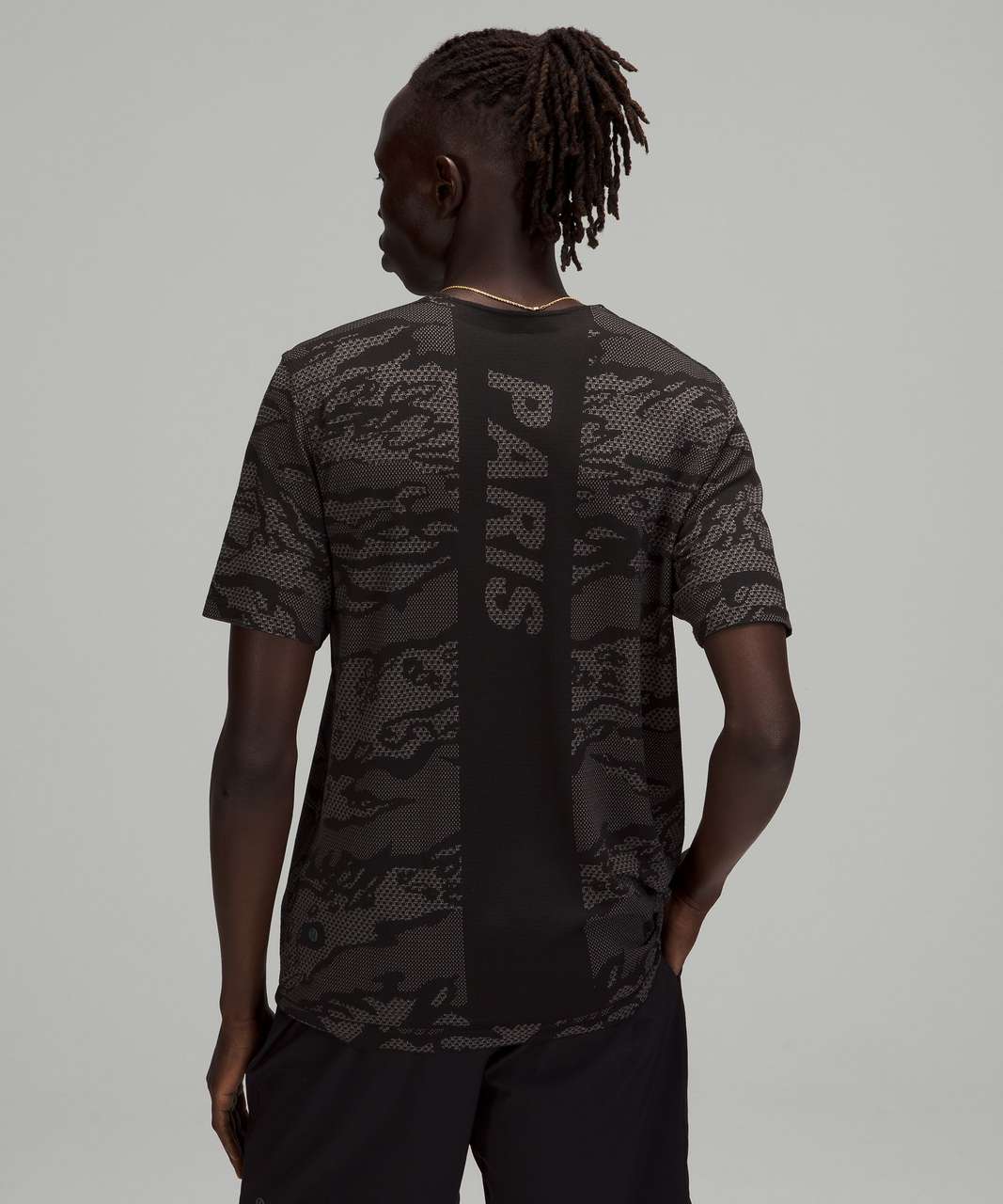 Lululemon Metal Vent Breathe Short Sleeve Shirt Paris - City Camo / Silver Drop / Black