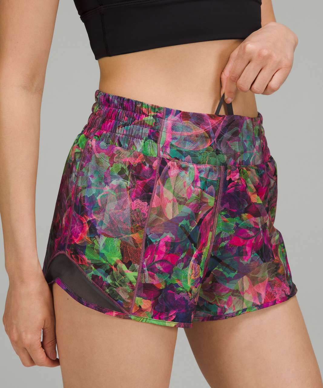 Lululemon Hotty Hot High-Rise Lined Short 2.5" - Vivid Floral Tone Multi / Graphite Grey