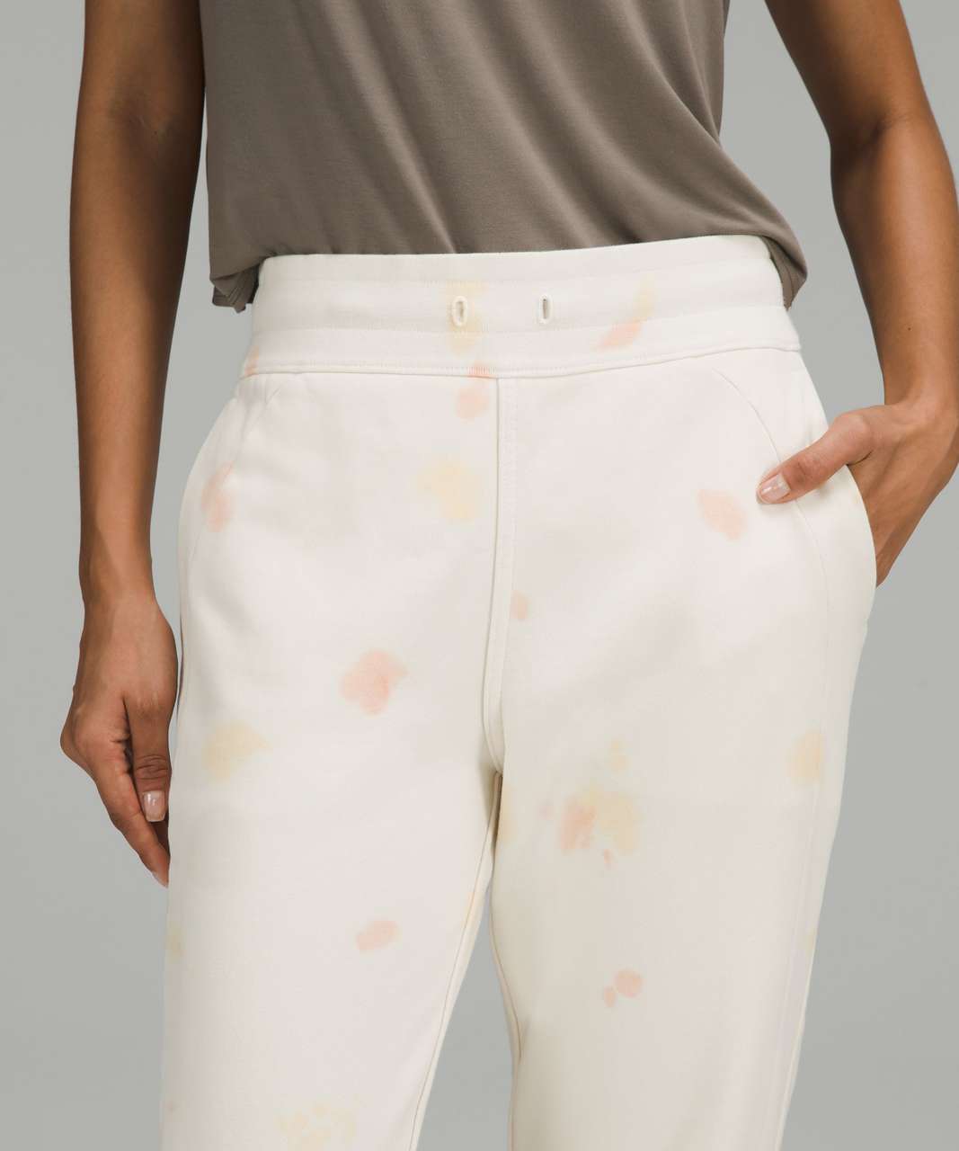 Lululemon Scuba High-Rise French Terry Jogger - Echo Dye Antique White Lemon  Chiffon Peach Satin - lulu fanatics