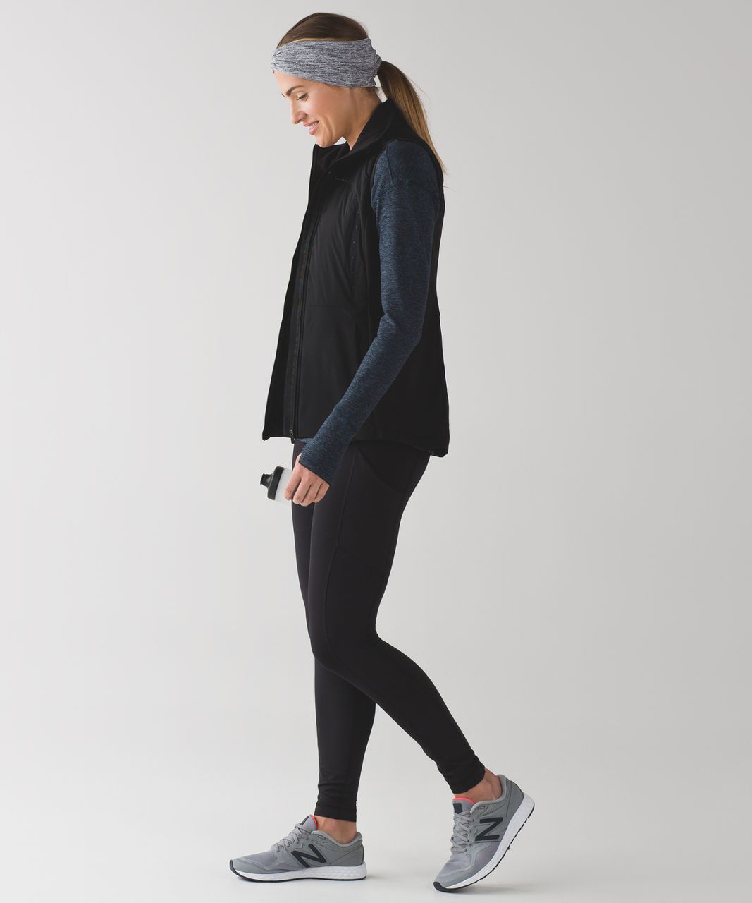 Lululemon Outrun Long Sleeve - Heathered Nocturnal Teal / Black