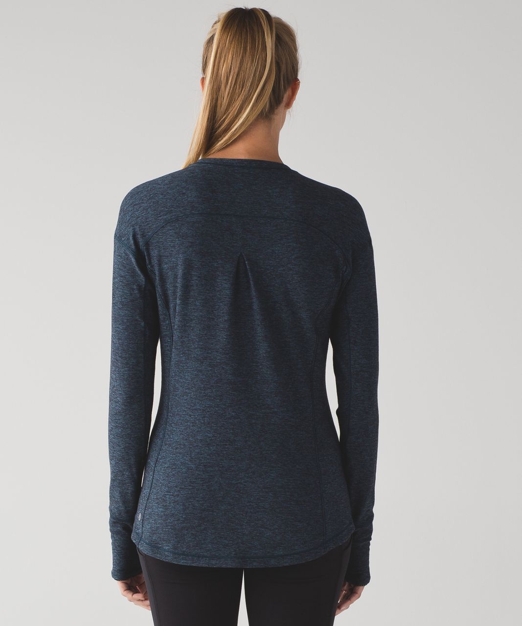 Lululemon Outrun Long Sleeve - Heathered Nocturnal Teal / Black - lulu  fanatics