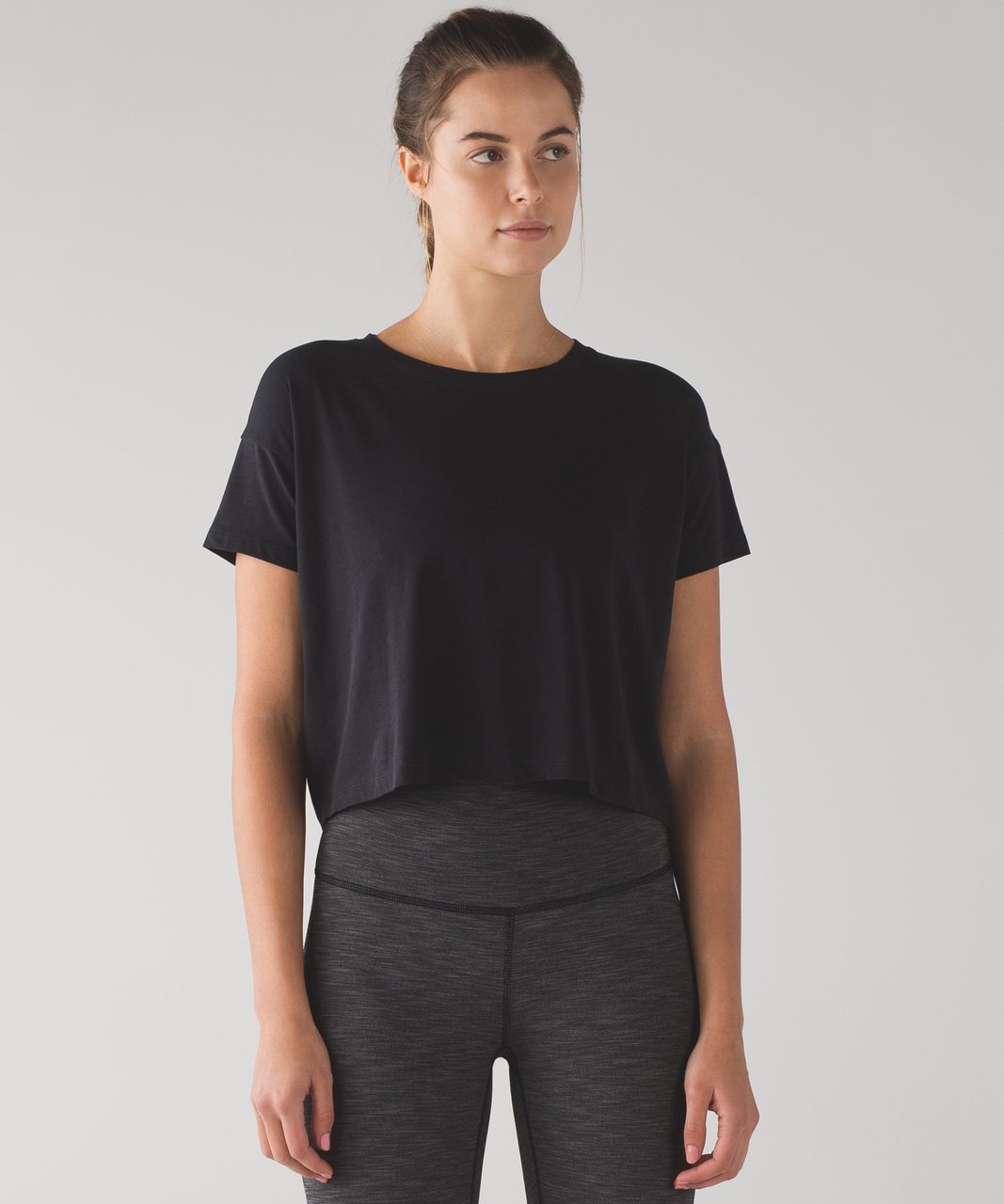 Lululemon Cates Crop Tee - Black - lulu fanatics