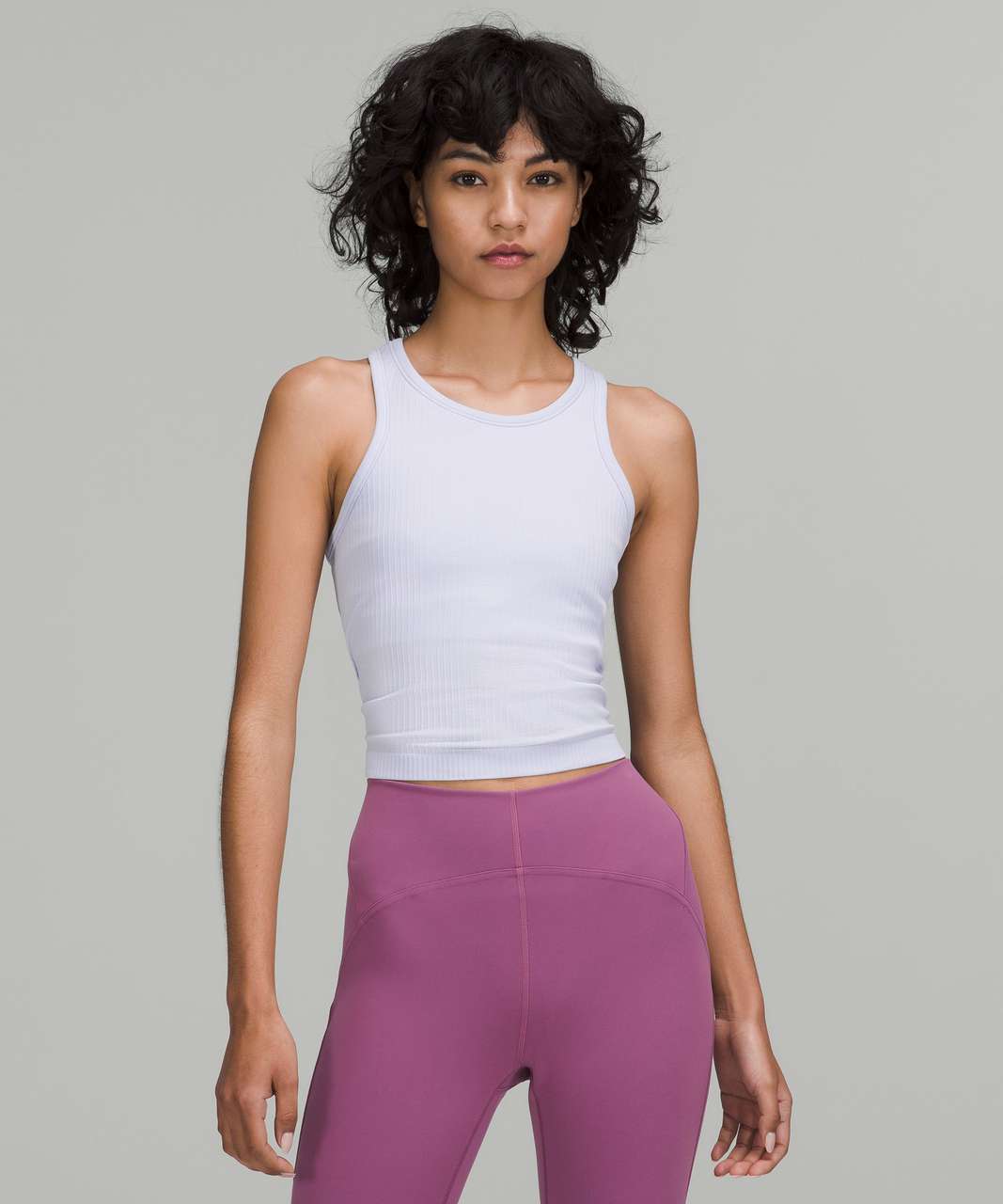 Lululemon Ebb to Street Cropped Racerback Tank Top - Distorted Noise Mineral  Blue / Pastel Blue - lulu fanatics