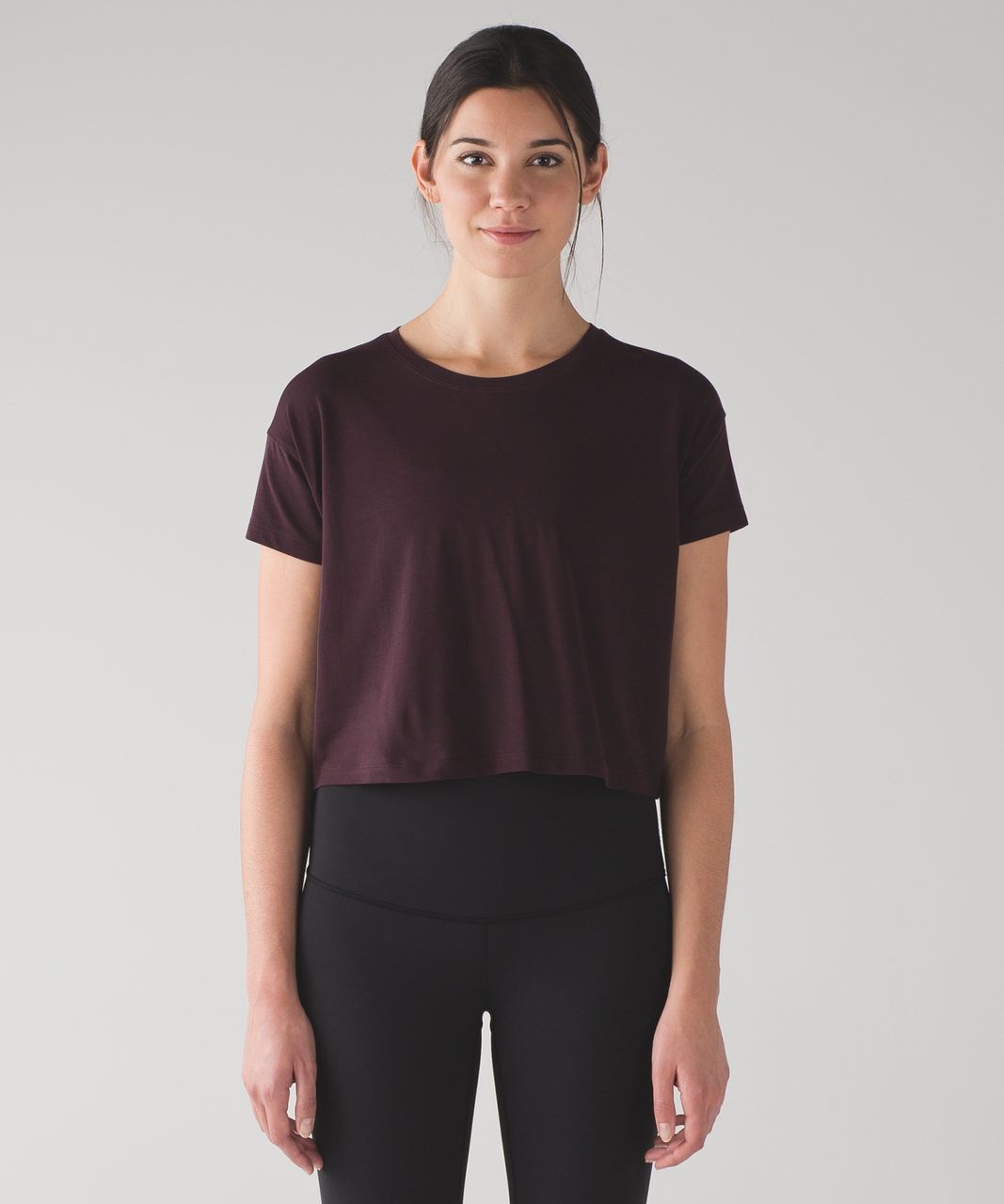 Lululemon Cates Crop Tee - Black Cherry