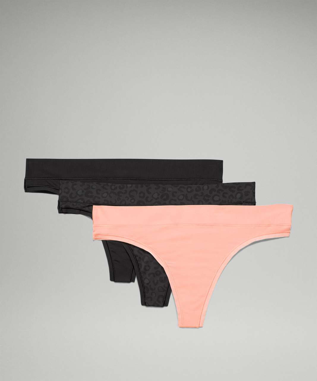 Lululemon UnderEase Mid-Rise Thong Underwear 3 Pack - Black / Dew