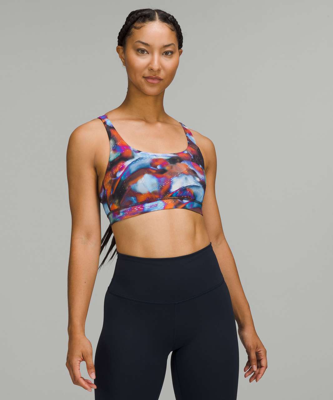 Lululemon Energy High-Neck Longline Tough Bra *Medium Support, B–D Cups -  Intertwined Camo Deep Coal Multi - lulu fanatics