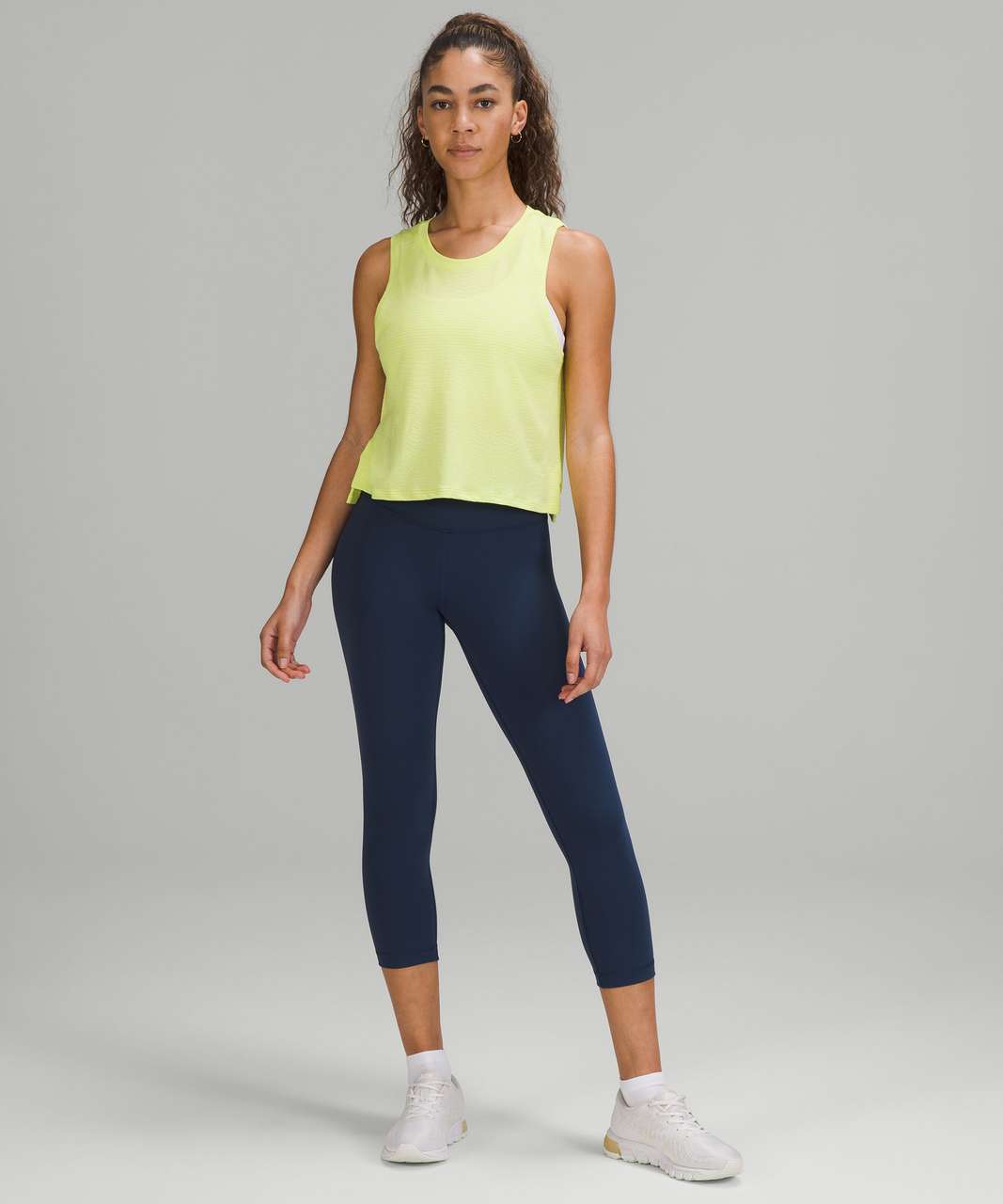 Lululemon Train to Be Tank Top - Ripple Wave Electric Lemon / White