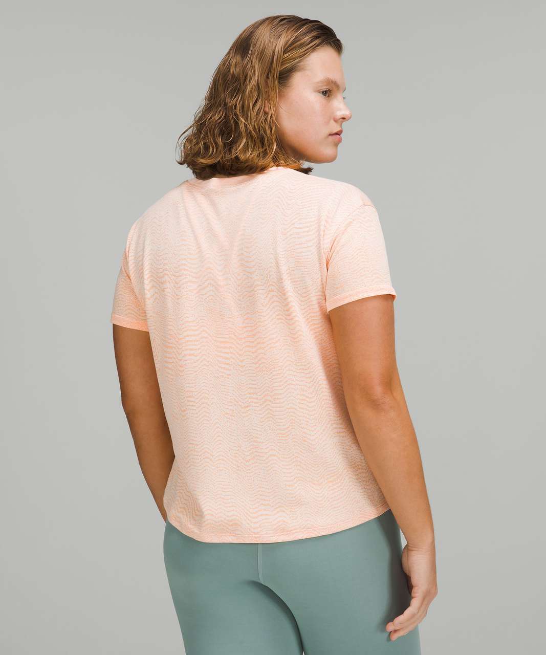 Lululemon Train to Be Short Sleeve Shirt - Ripple Wave White / Highlight Orange