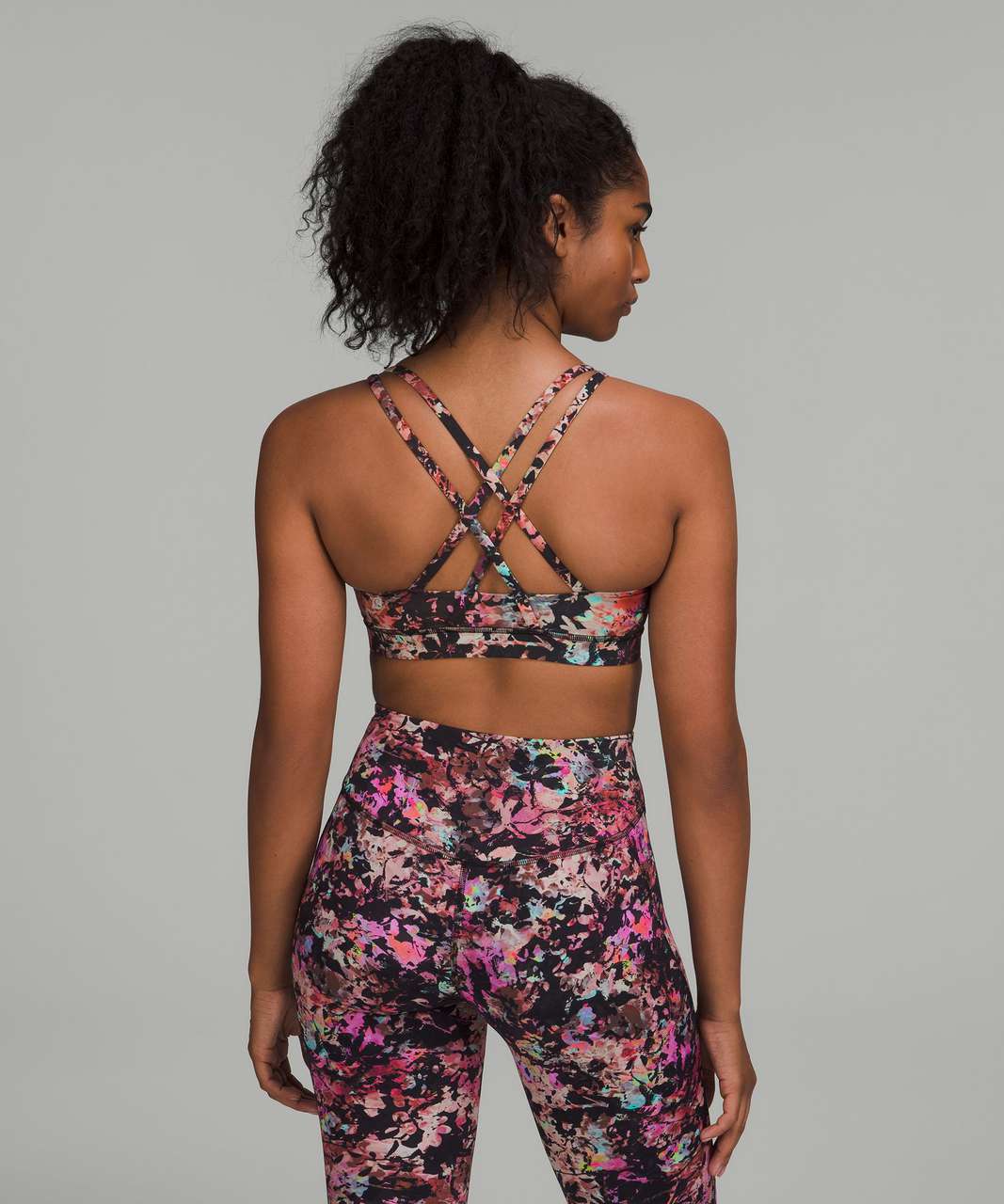 Lululemon Energy Bra *Medium Support, B–D Cups - Stencil Blossom Red Multi