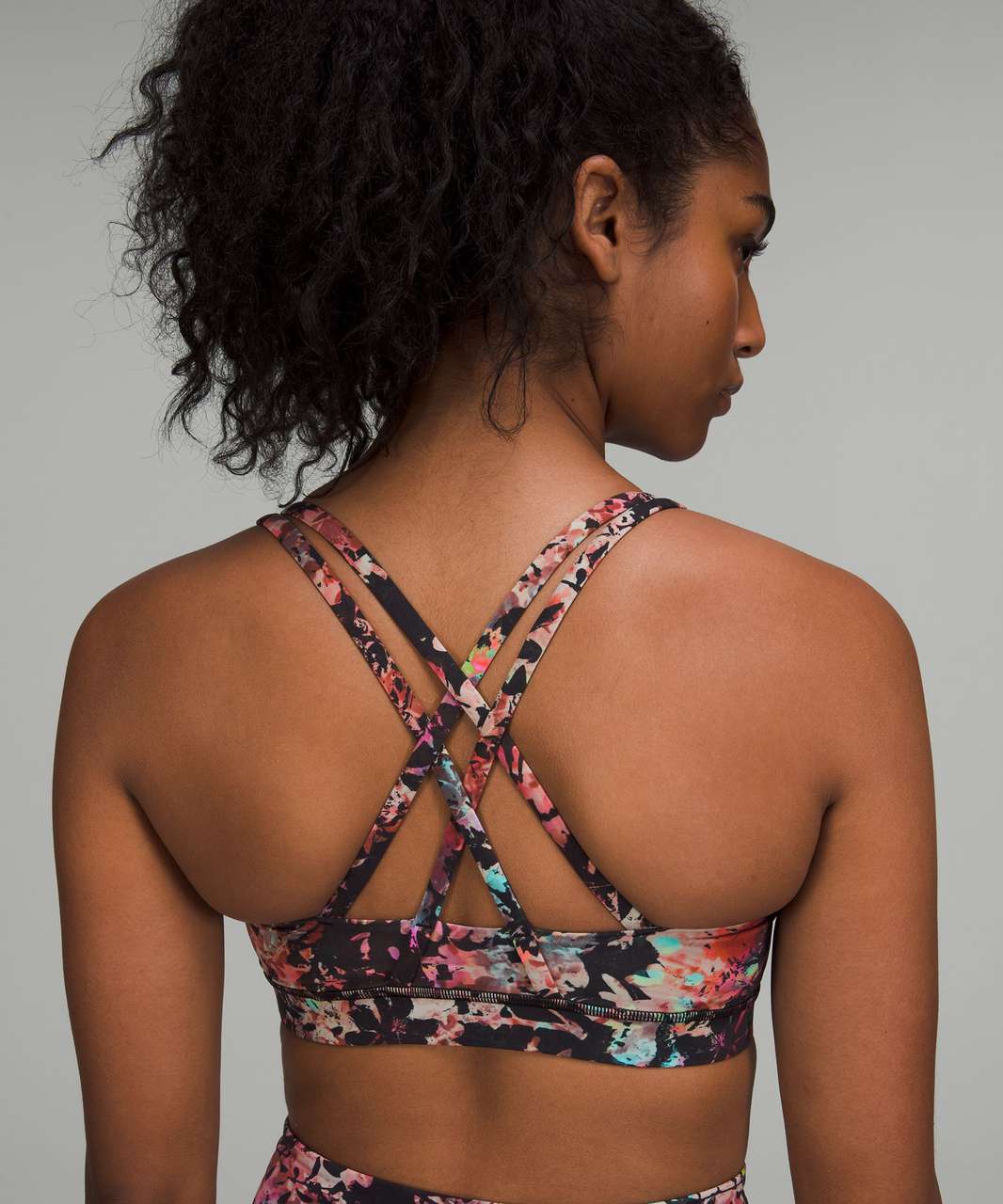 Lululemon Energy Bra *Medium Support, B–D Cups - Stencil Blossom Red Multi