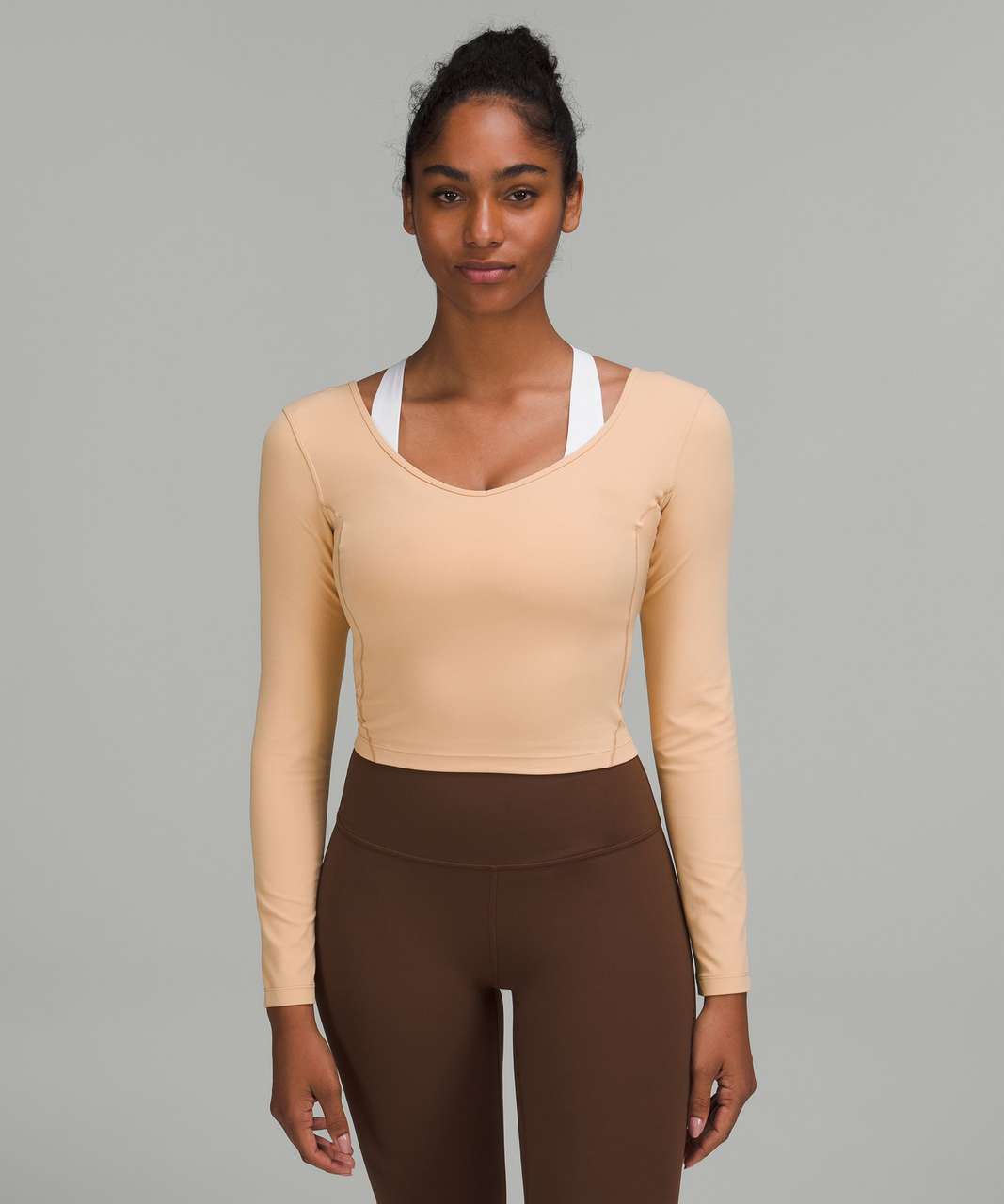 Lululemon Arise Cropped Long Sleeve - White - lulu fanatics