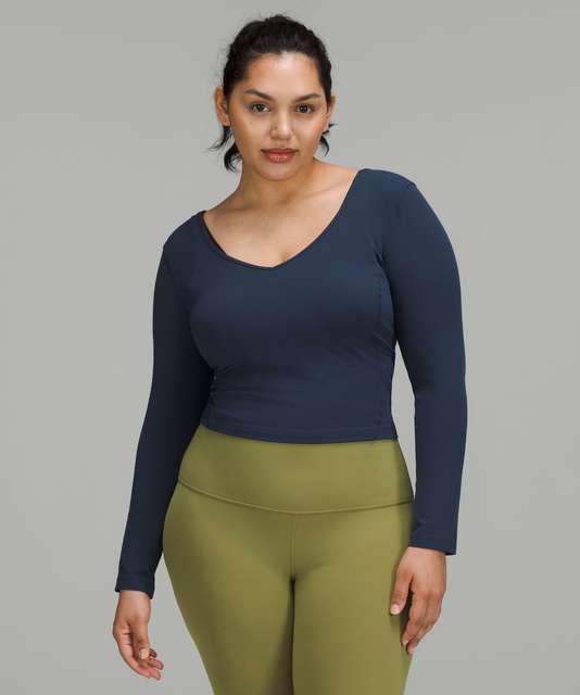 Long Sleeve Gym Crop Top - Women - Mineral Green