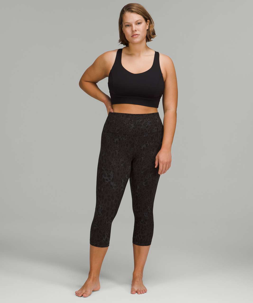 Lululemon Align High Rise Crop 21 Deep Coal Camo Leggings Womens 4