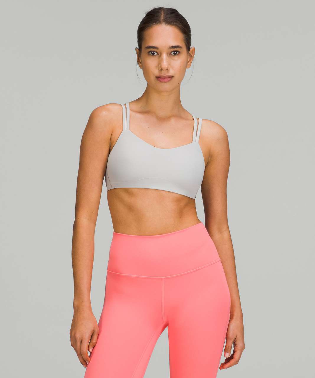 Lululemon NWT 6 Like A Cloud Bra B C Cup Peach Satin Soft Yoga Double Strap  Pink