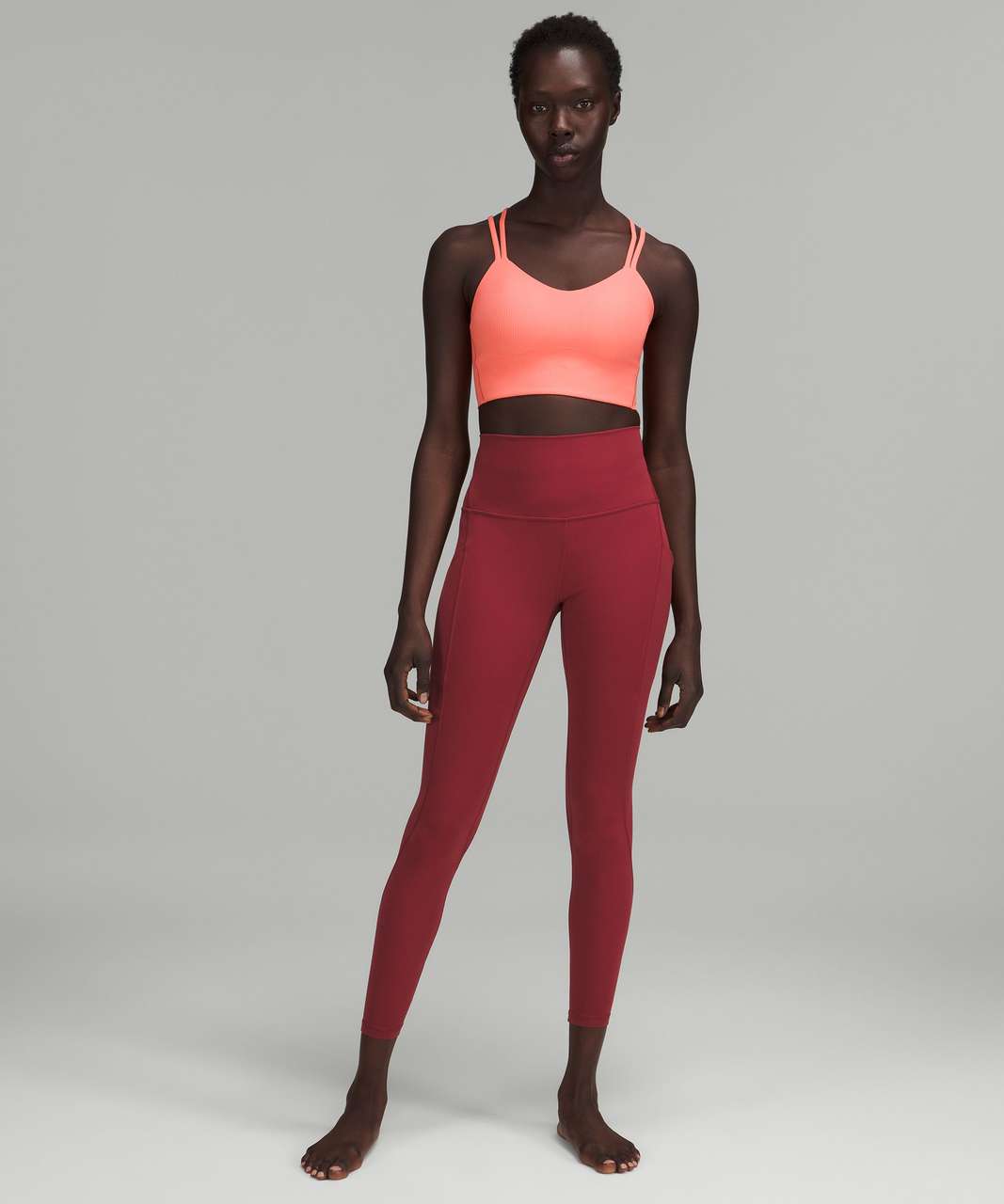 Lululemon Like a Cloud Ribbed Longline Bra *Light Support, B/C Cup -  Raspberry Cream - lulu fanatics