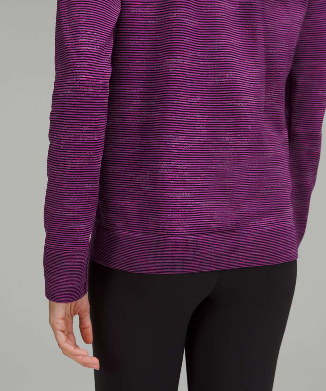 Lululemon Swiftly Relaxed-Fit Long Sleeve Shirt - Chroma Check Stripe Vivid Plum / Black / Vivid Plum Multi