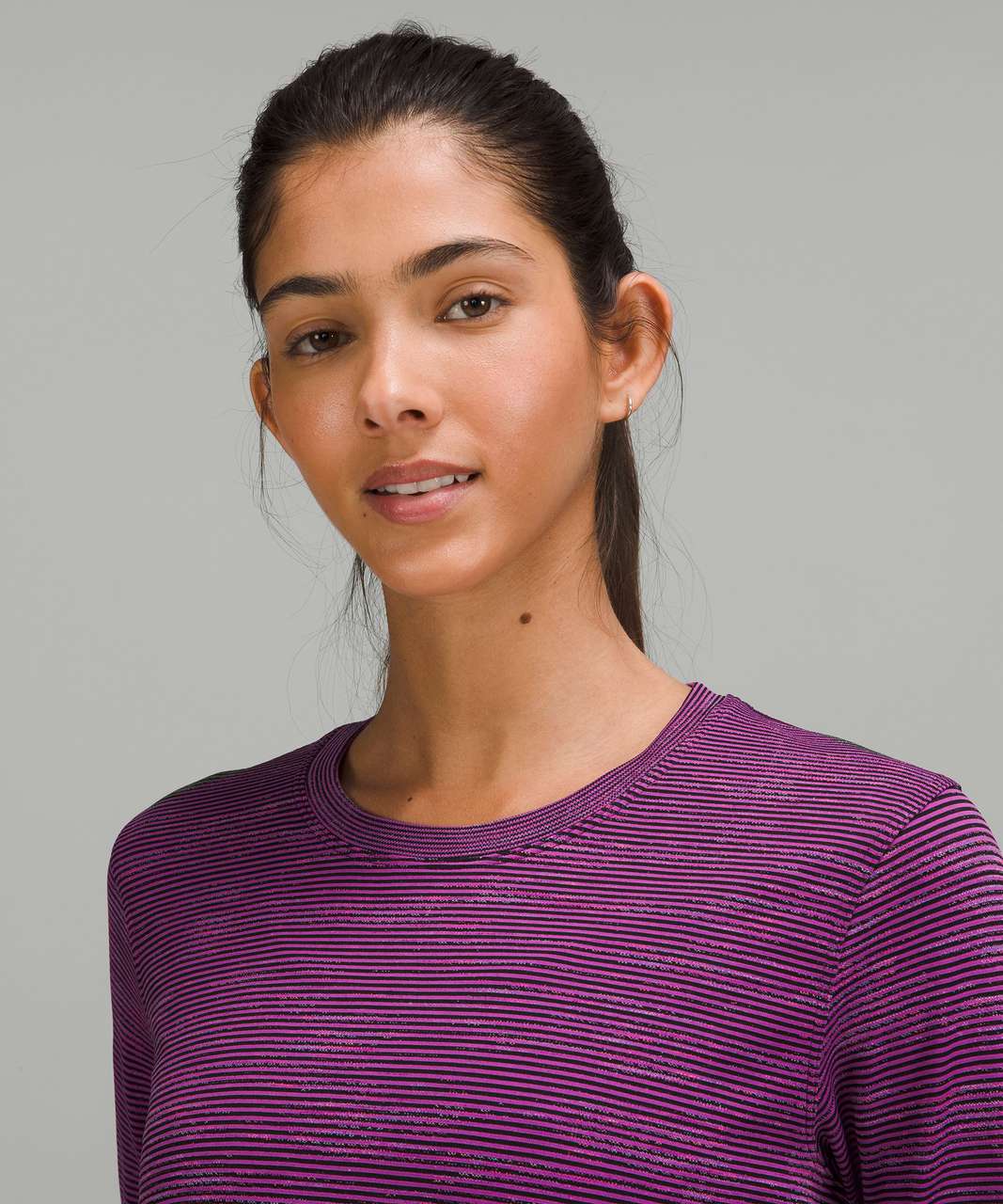 Lululemon Swiftly Relaxed-Fit Long Sleeve Shirt - Chroma Check Stripe Vivid Plum / Black / Vivid Plum Multi