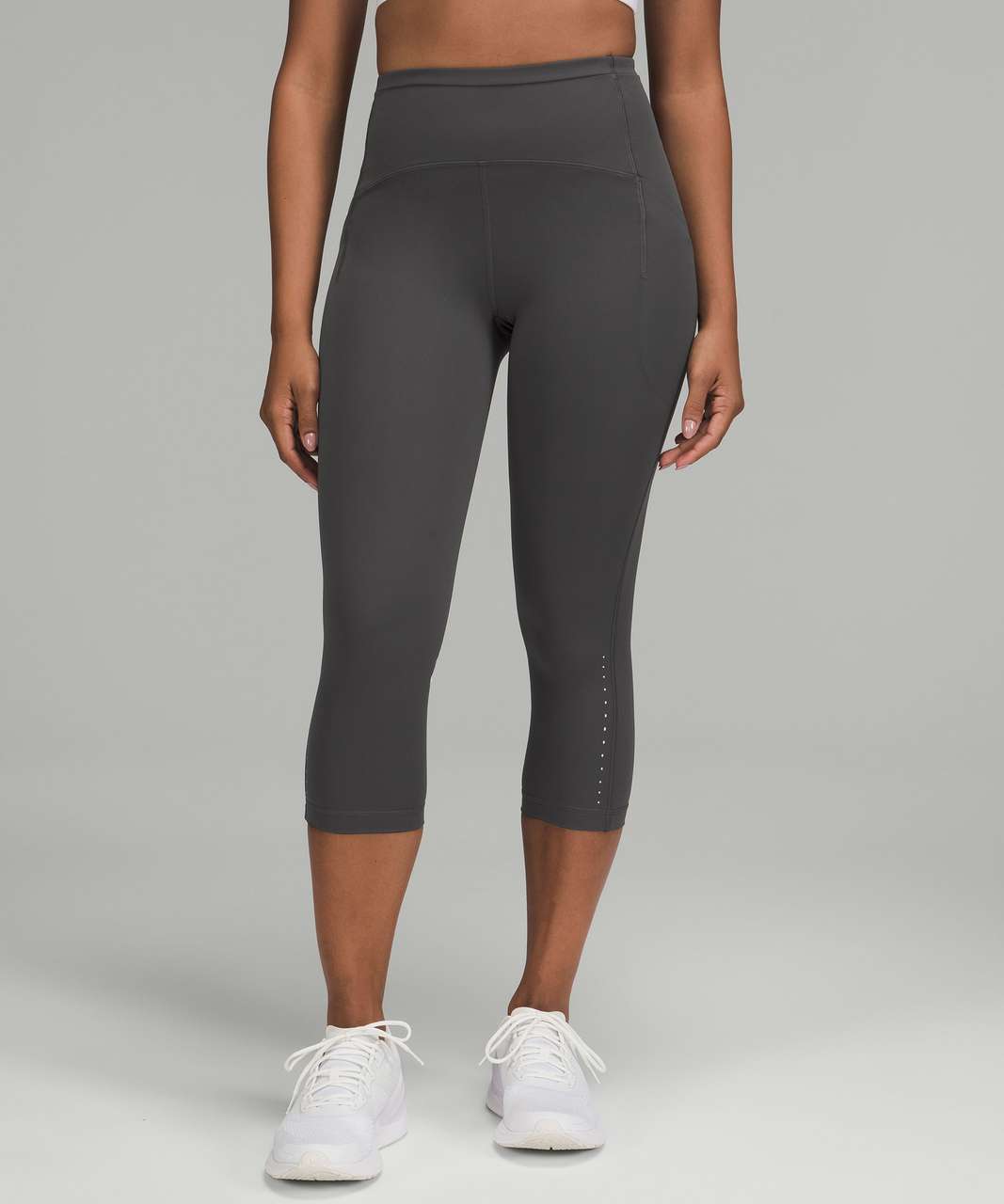 Lululemon Hit It 21' Crop - Heathered Black - lulu fanatics