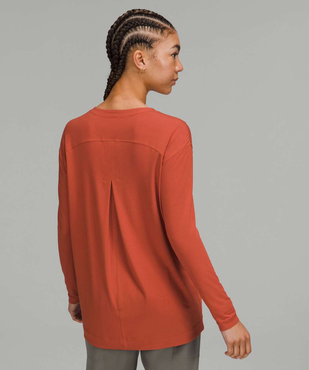 Lululemon Modal Pleated Back Long Sleeve Shirt - Red Rock