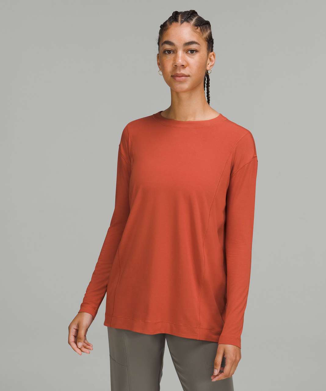 Lululemon Modal Pleated Back Long Sleeve Shirt - Red Rock