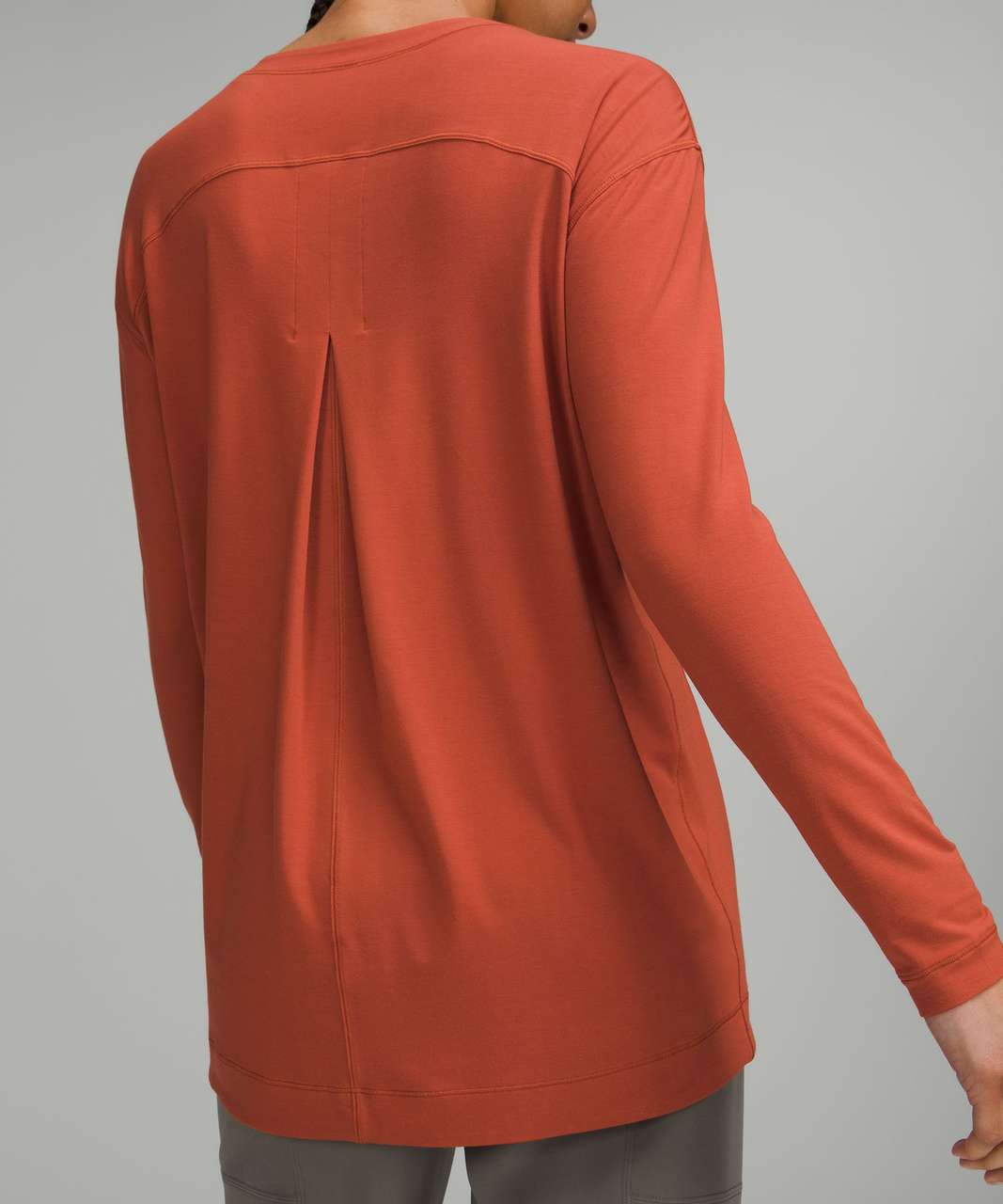 Lululemon Modal Pleated Back Long Sleeve Shirt - Red Rock