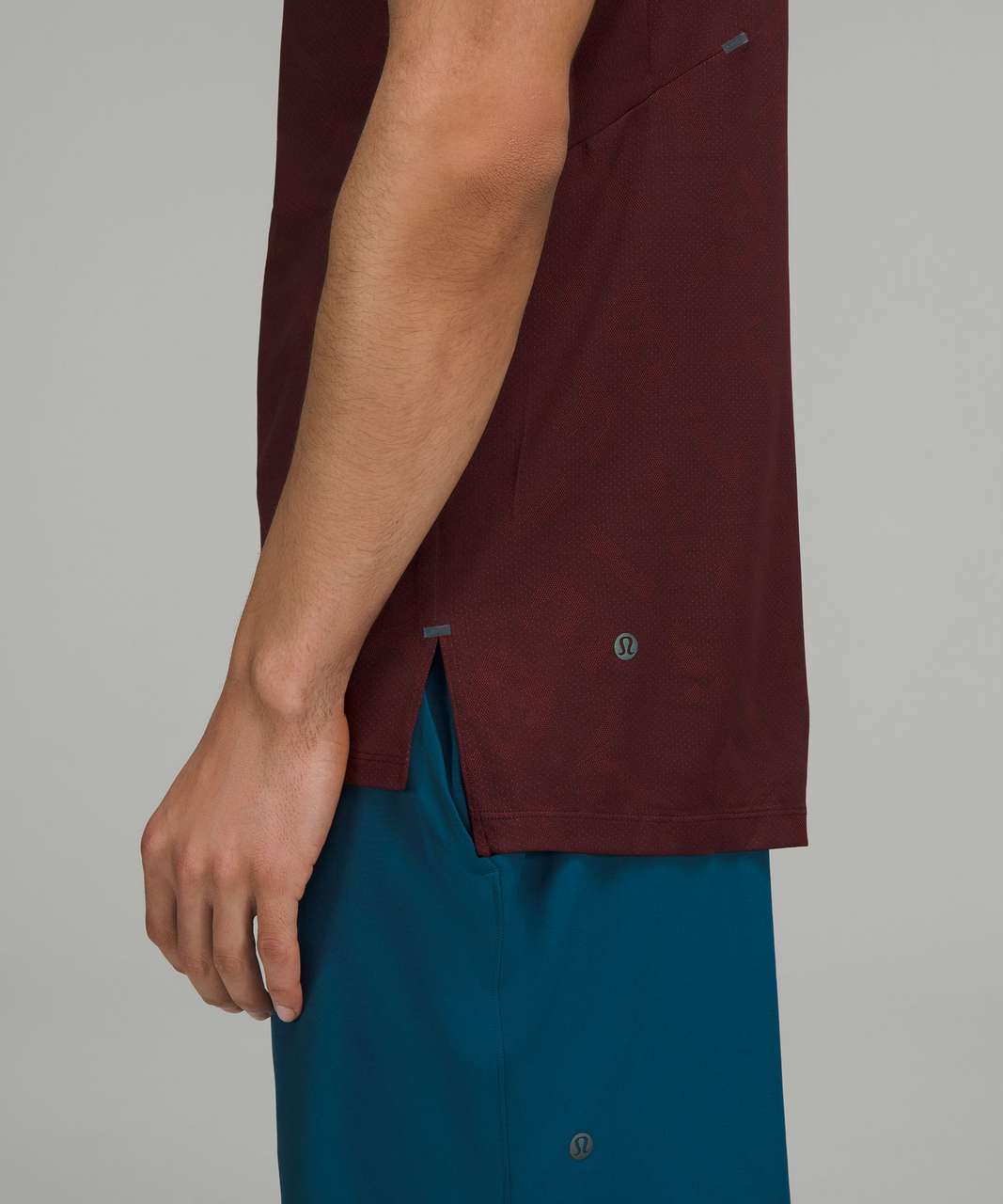 Lululemon Textured Training Short Sleeve Shirt - Glitch Code Camo Jacquard Cassis Red Merlot