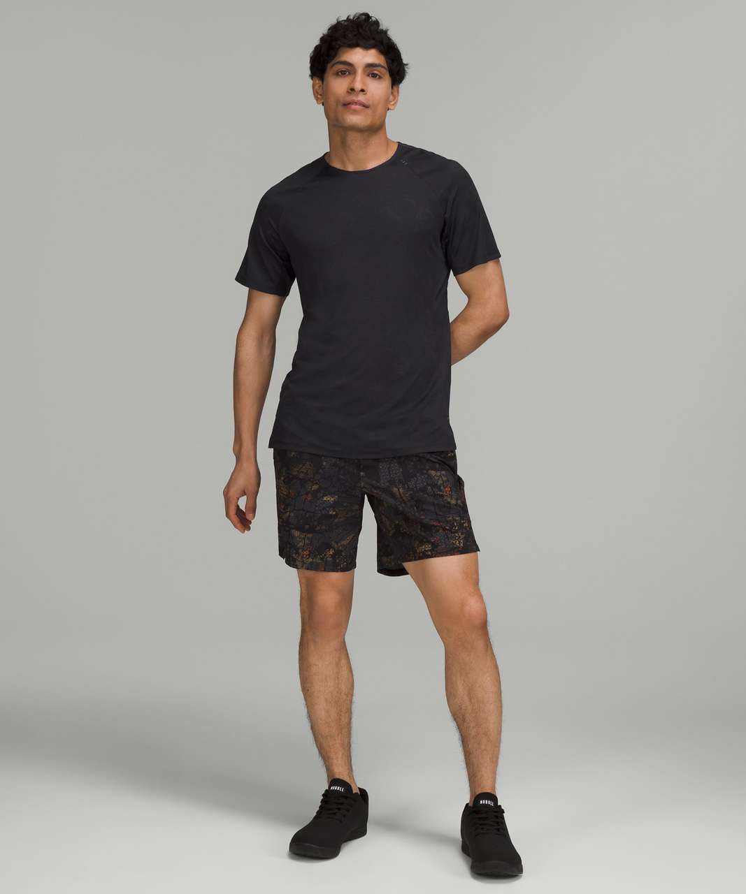 Lululemon Textured Training Short Sleeve Shirt - Glitch Code Camo Jacquard  Black Obsidian - lulu fanatics