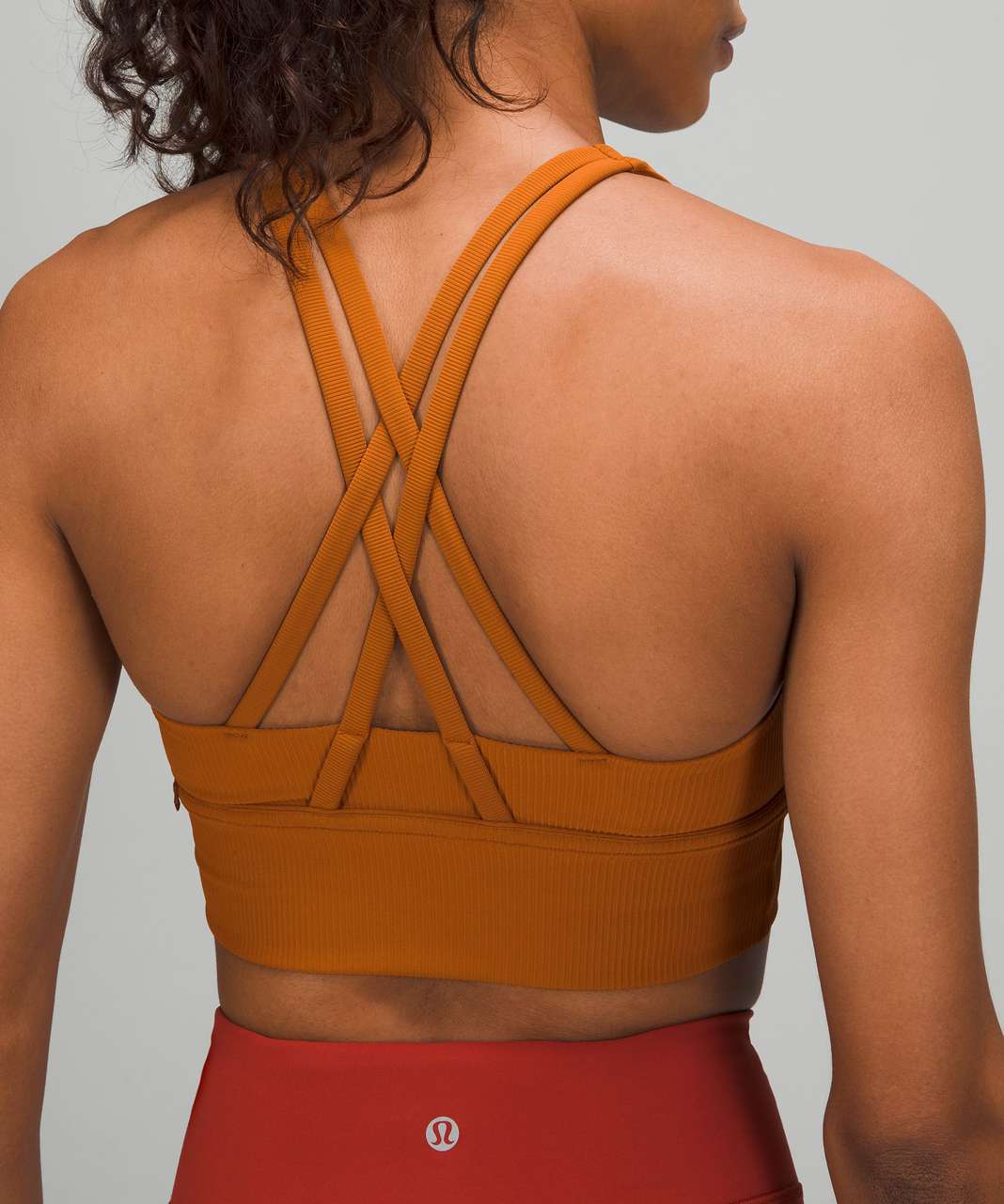 Lululemon Energy Longline Bra Ribbed Luxtreme *Medium Support, B–D Cups - Butternut Brown