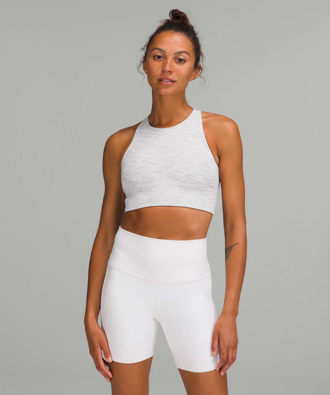 Lululemon Free To Be Serene Bra High Neck Long Line - White - lulu fanatics